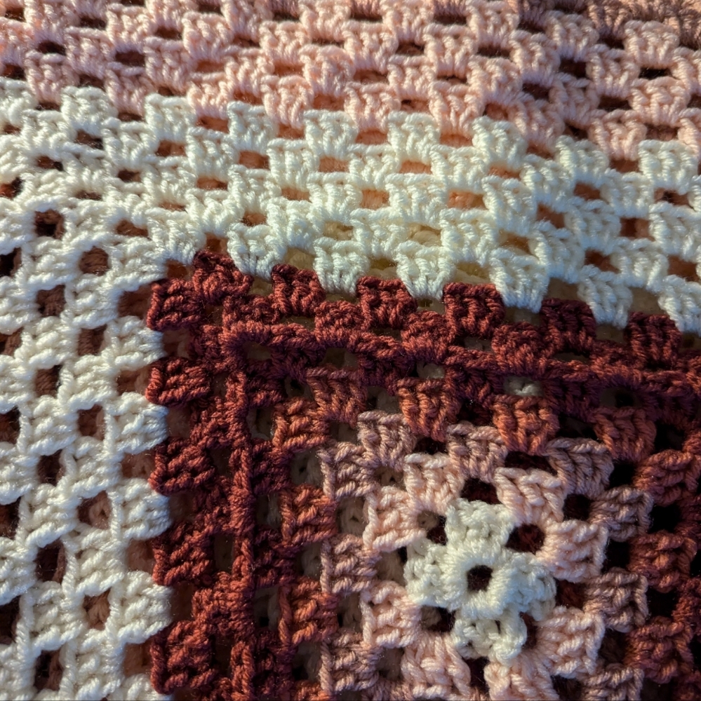 Handmade Crochet Granny Square Afghan
